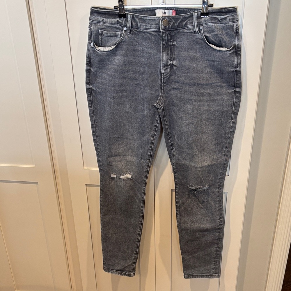 CAbi Women's Distressed Gray Skinny Jeans